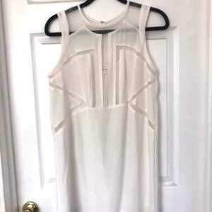 White cocktail dress with mesh cut outs